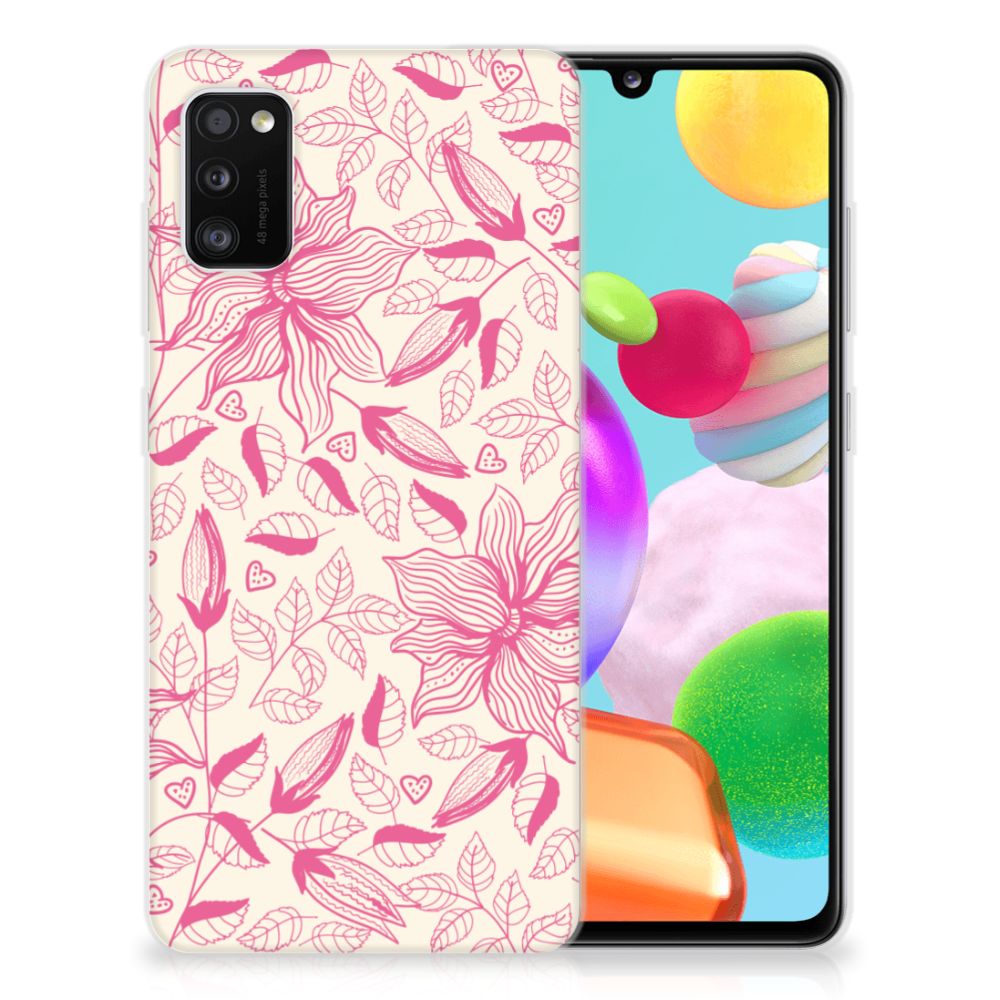 Samsung Galaxy A41 TPU Case Pink Flowers