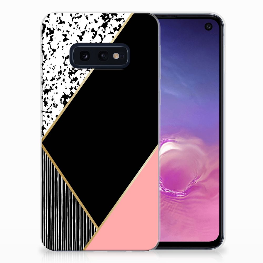 Samsung Galaxy S10e TPU Hoesje Zwart Roze Vormen