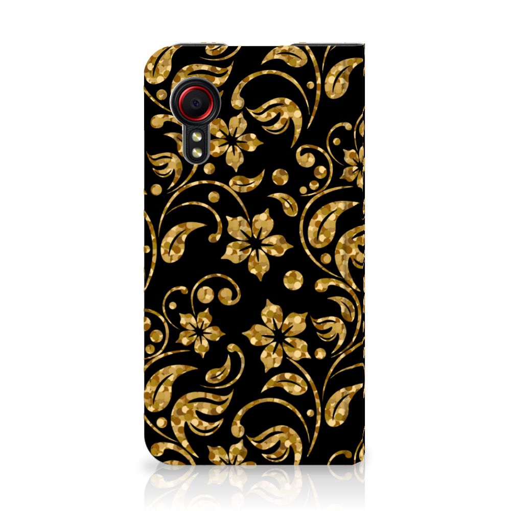 Samsung Galaxy Xcover 5 Smart Cover Gouden Bloemen - B2C Telecom