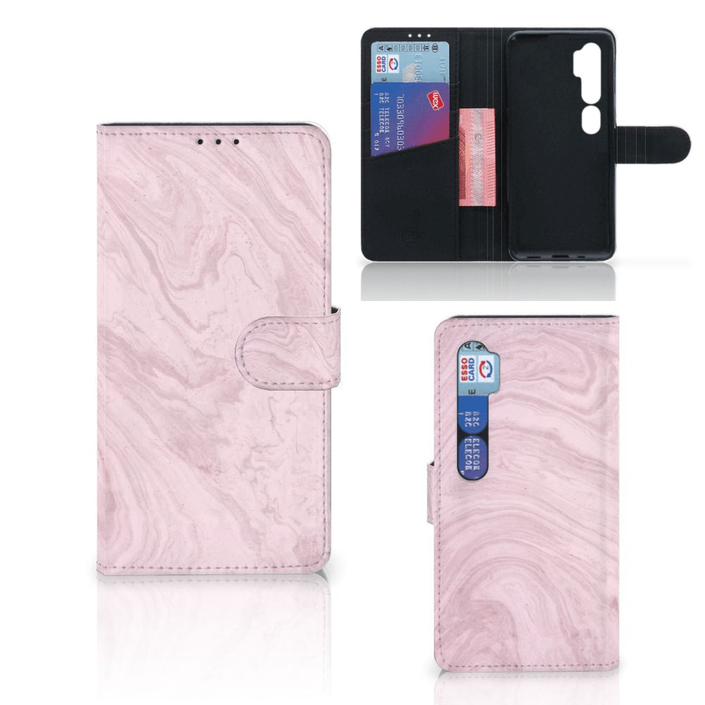 Xiaomi Mi Note 10 Pro Bookcase Marble Pink - Origineel Cadeau Vriendin