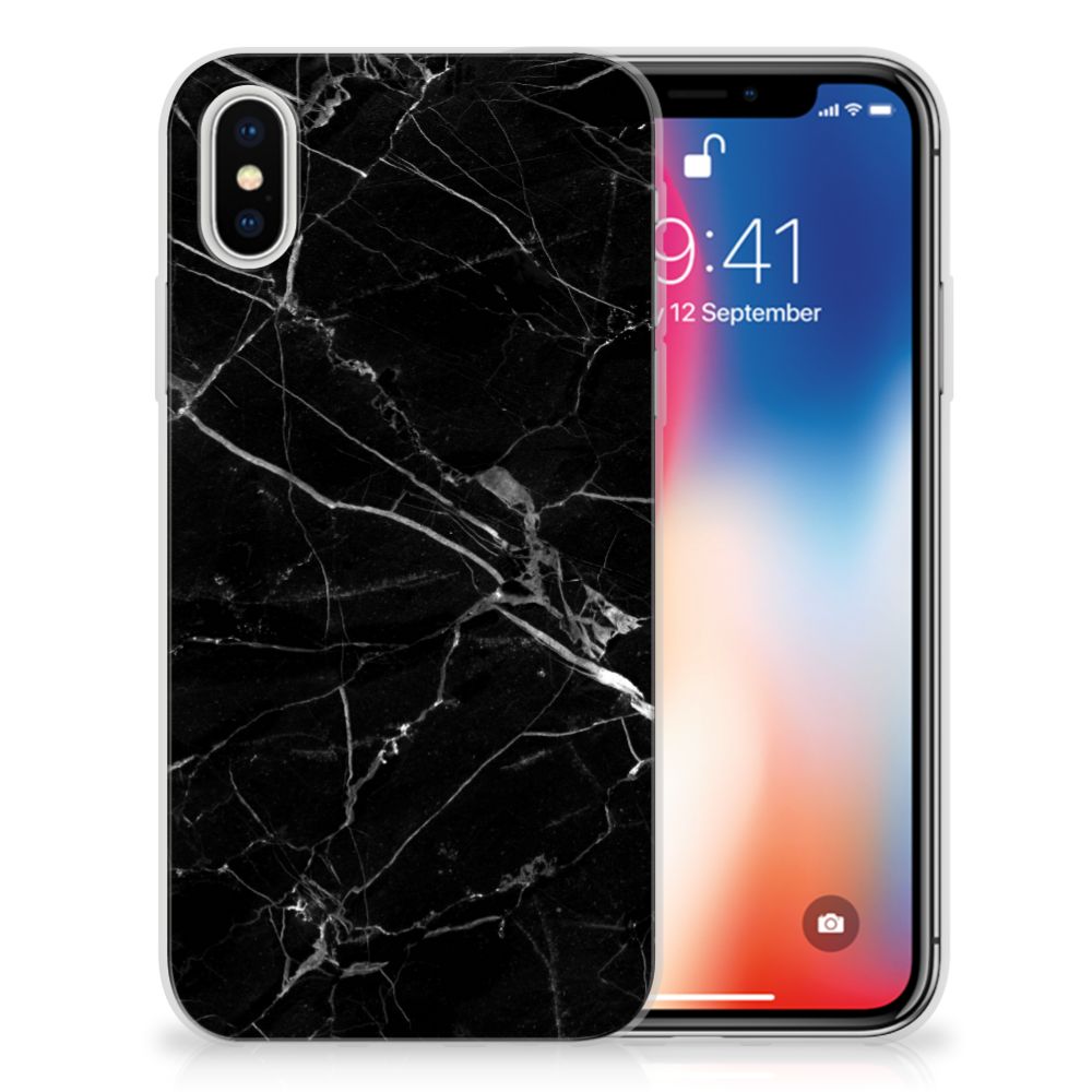 Apple iPhone X | Xs TPU Siliconen Hoesje Marmer Zwart - Origineel Cadeau Vader