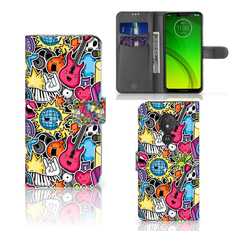 Motorola Moto G7 Power Wallet Case met Pasjes Punk Rock