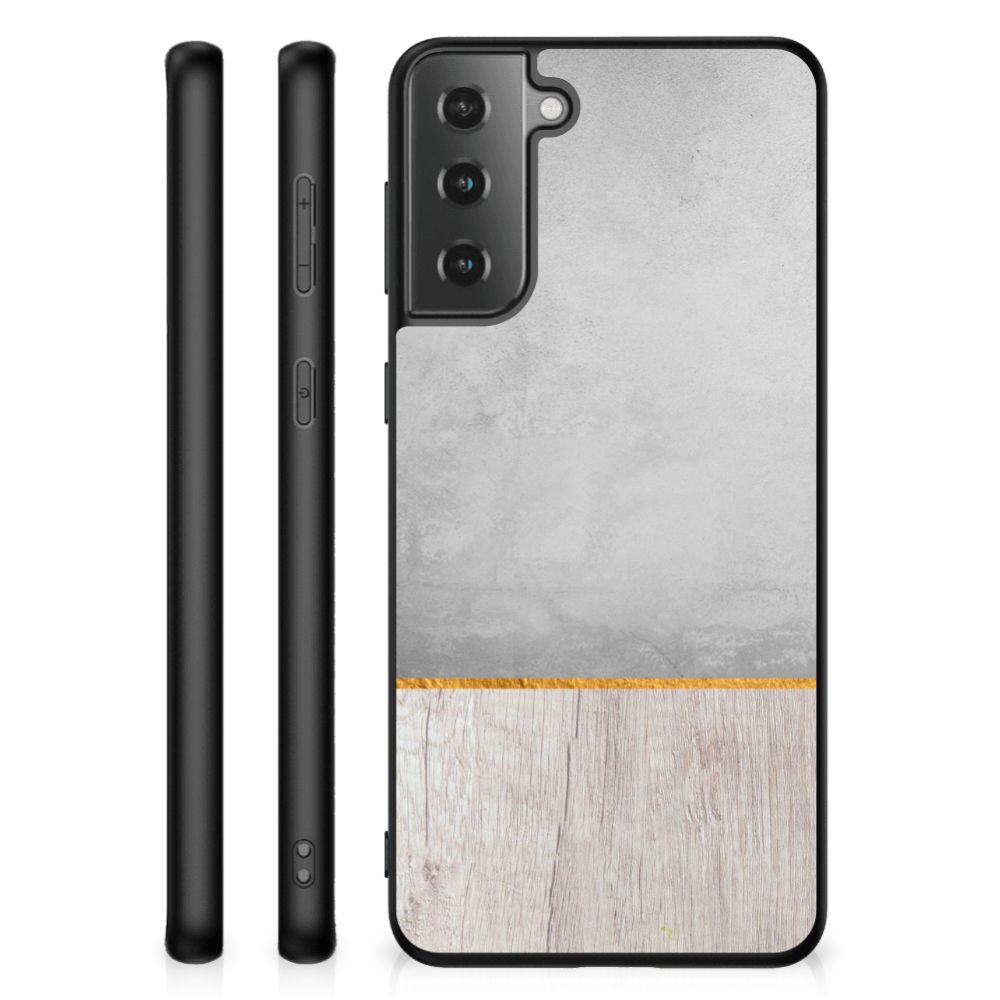 Samsung Galaxy S21 Plus Houten Print Telefoonhoesje Wood Concrete B2C Telecom