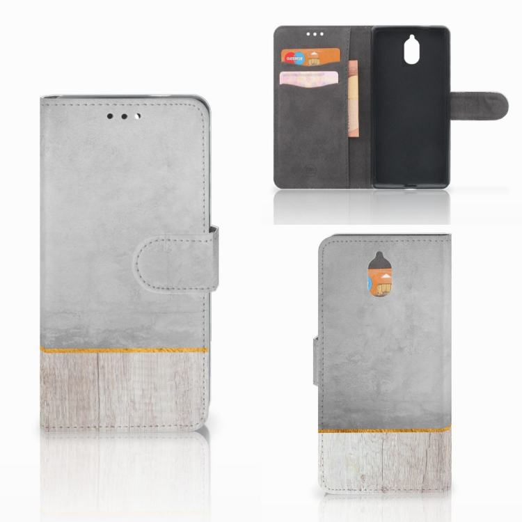 Nokia 3.1 (2018) Book Style Case Wood Concrete