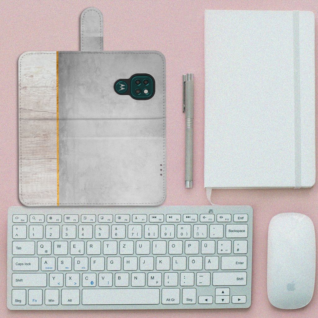 Motorola Moto G9 Play | E7 Plus Book Style Case Wood Concrete