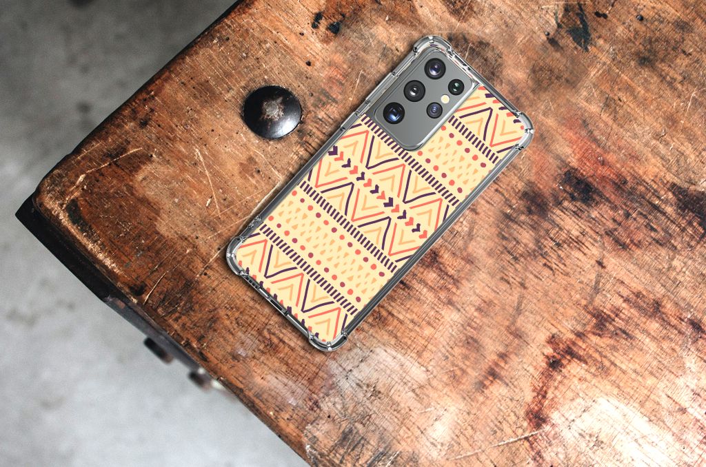 Samsung Galaxy S21 Ultra Doorzichtige Silicone Hoesje Aztec Yellow B2C Telecom