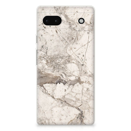 Google Pixel 6A TPU Siliconen Hoesje Marmer Beige