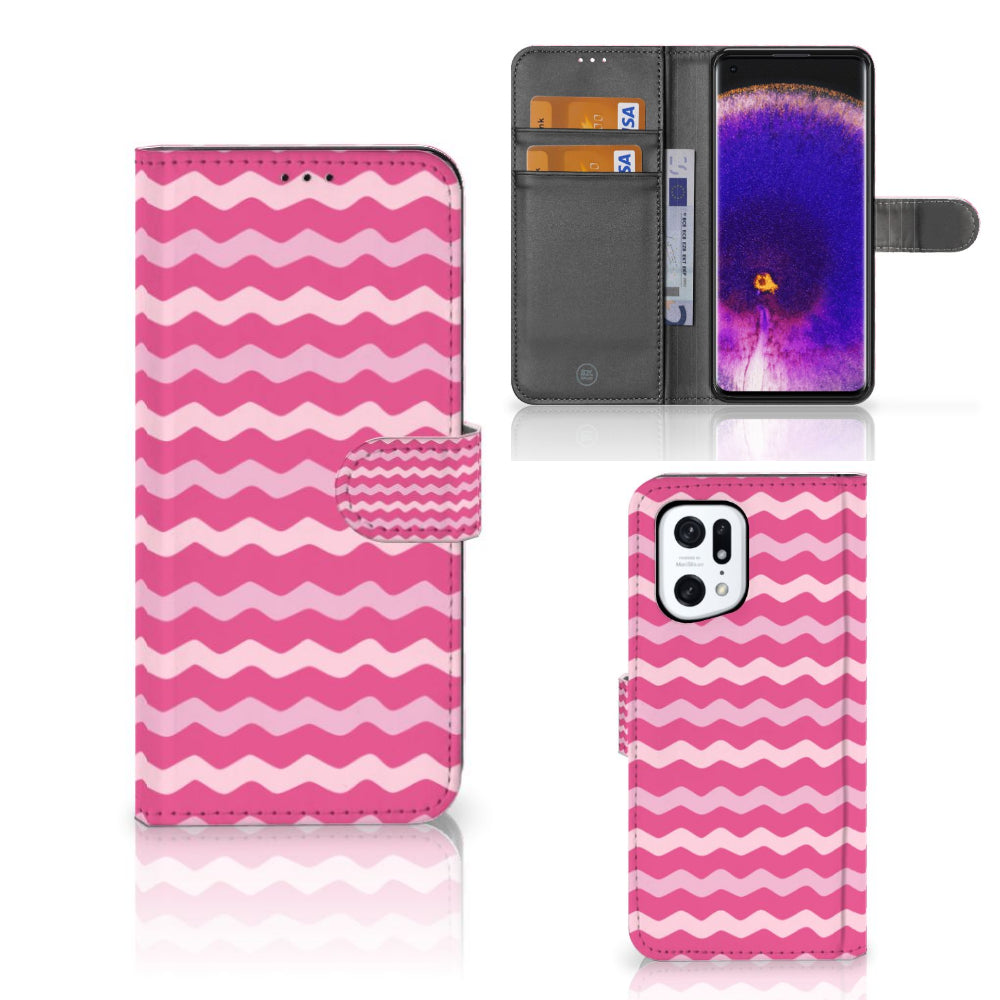 OPPO Find X5 Pro Telefoon Hoesje Waves Pink