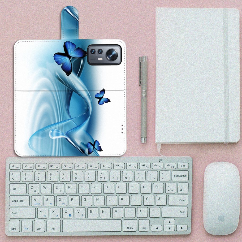 Xiaomi 12 Pro Telefoonhoesje met Pasjes Vlinders