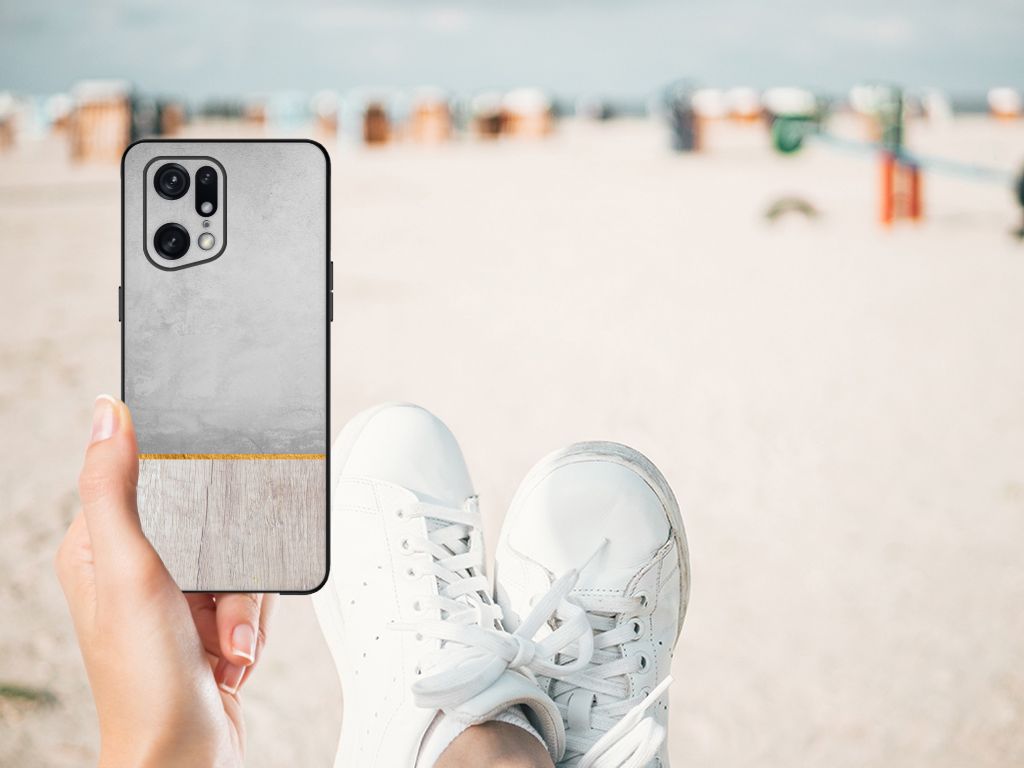 OPPO Find X5 Pro Houten Print Telefoonhoesje Wood Concrete B2C Telecom