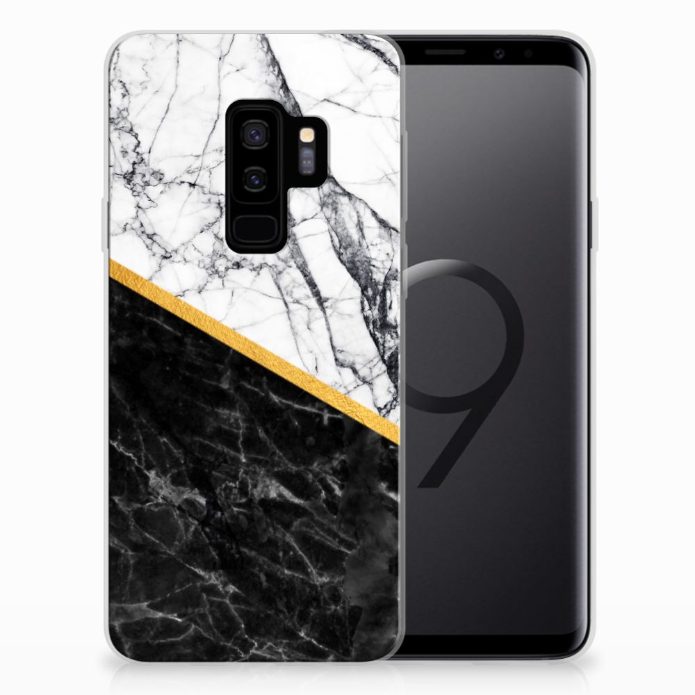 Samsung Galaxy S9 Plus TPU Siliconen Hoesje Marmer Wit Zwart - Origineel Cadeau Man