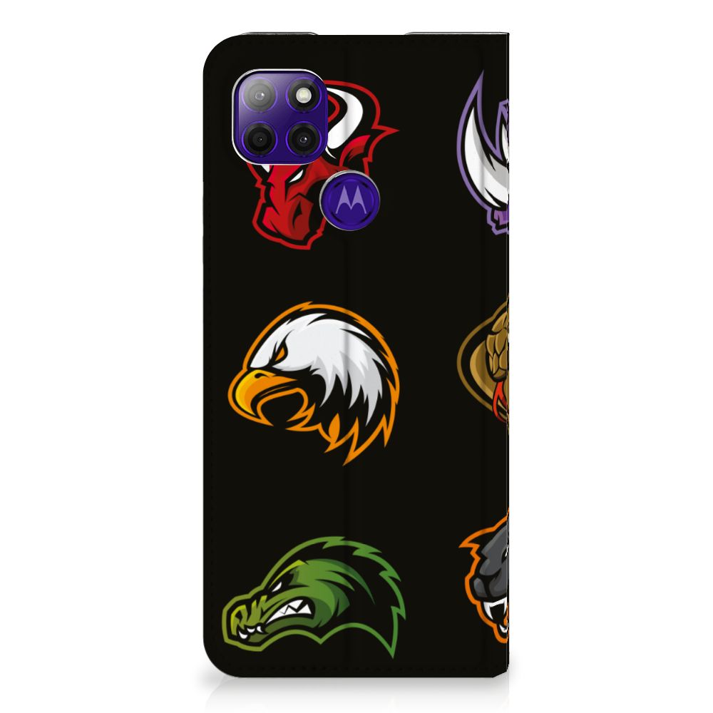 Motorola Moto G9 Power Magnet Case Cartoon featuring colorful animal logos on a black background.