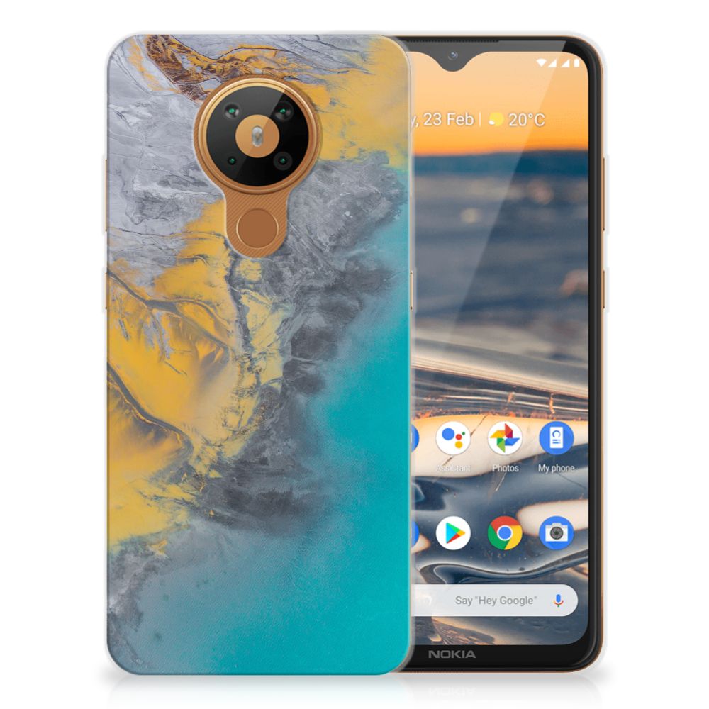 Nokia 5.3 TPU Siliconen Hoesje Marble Blue Gold B2C Telecom