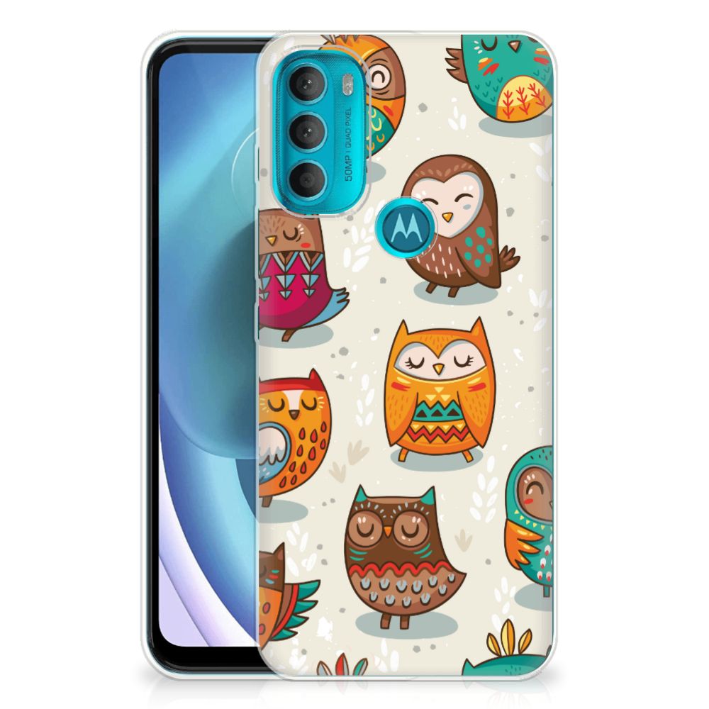 Motorola Moto G71 5G TPU Hoesje Vrolijke Uilen