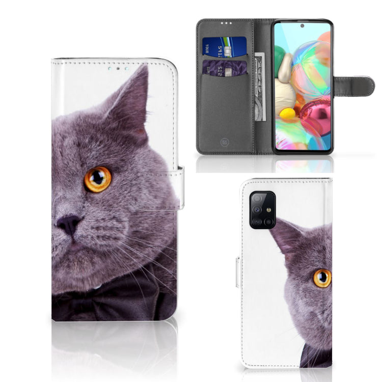 Samsung Galaxy A71 Telefoonhoesje met Pasjes Kat
