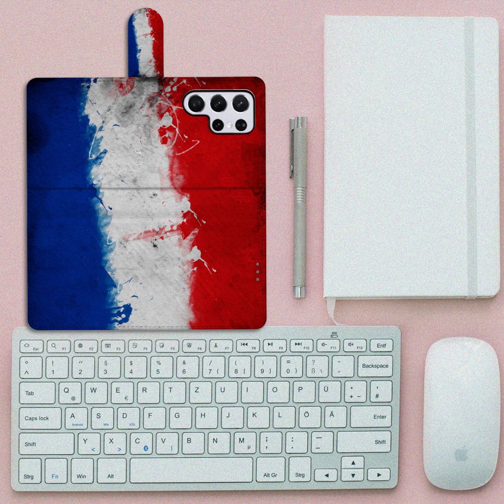 Samsung Galaxy S22 Ultra Bookstyle Case Nederland met artistiek ontwerp van de Nederlandse vlag