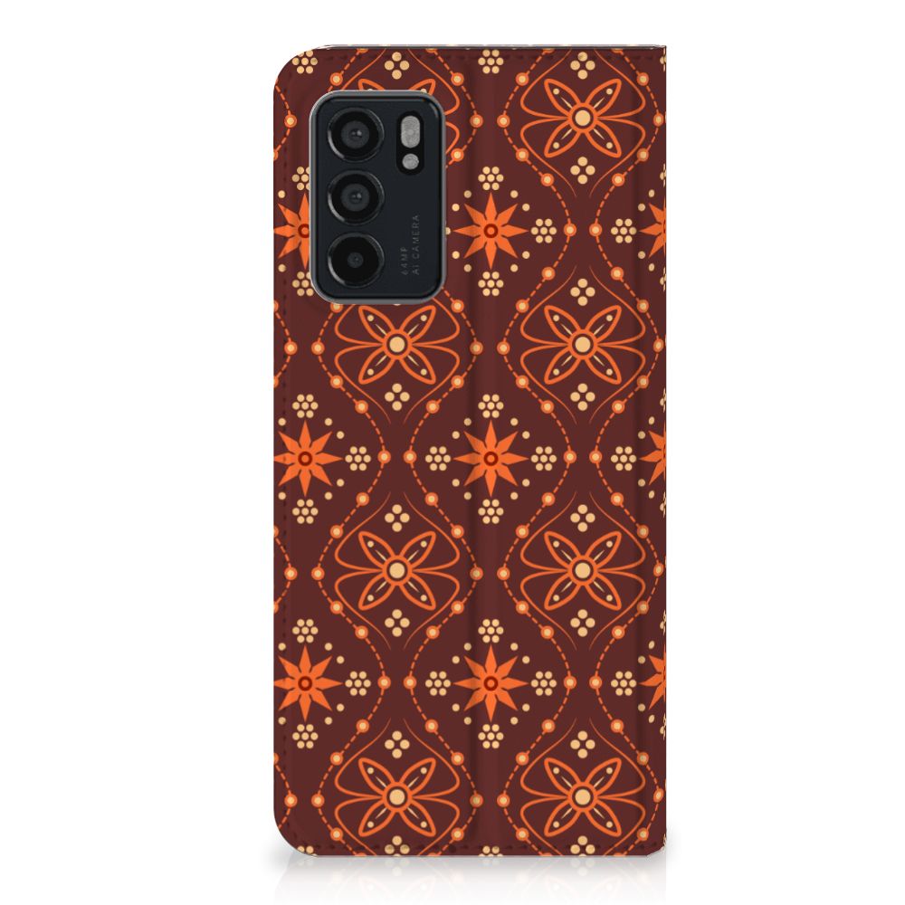 OPPO Reno6 5G Hoesje met Magneet Batik Brown - B2C Telecom