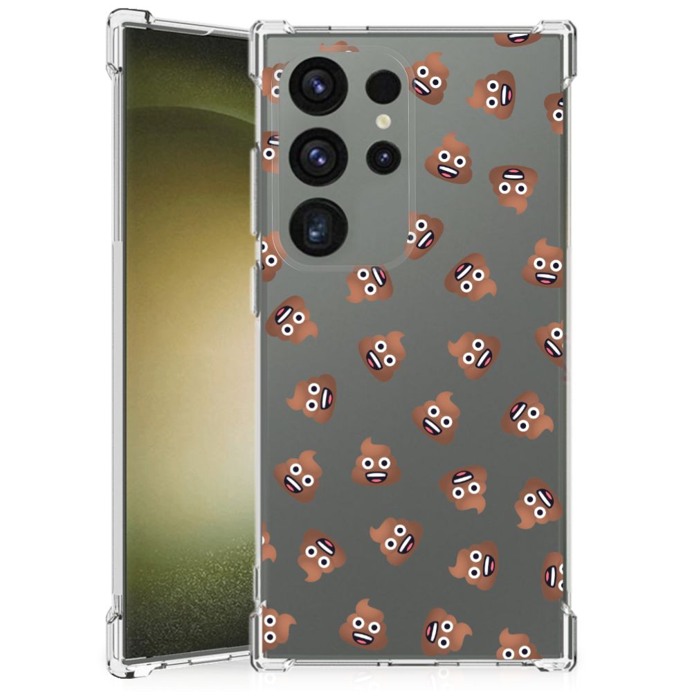 Doorzichtige Silicone Hoesje voor Samsung Galaxy S24 Ultra Poep Emojis B2C Telecom