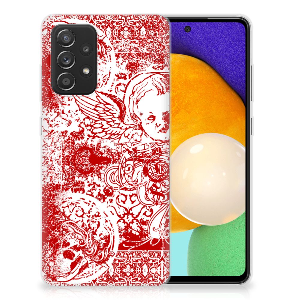 Silicone Back Case Samsung Galaxy A52 (5G/4G) Angel Skull Rood