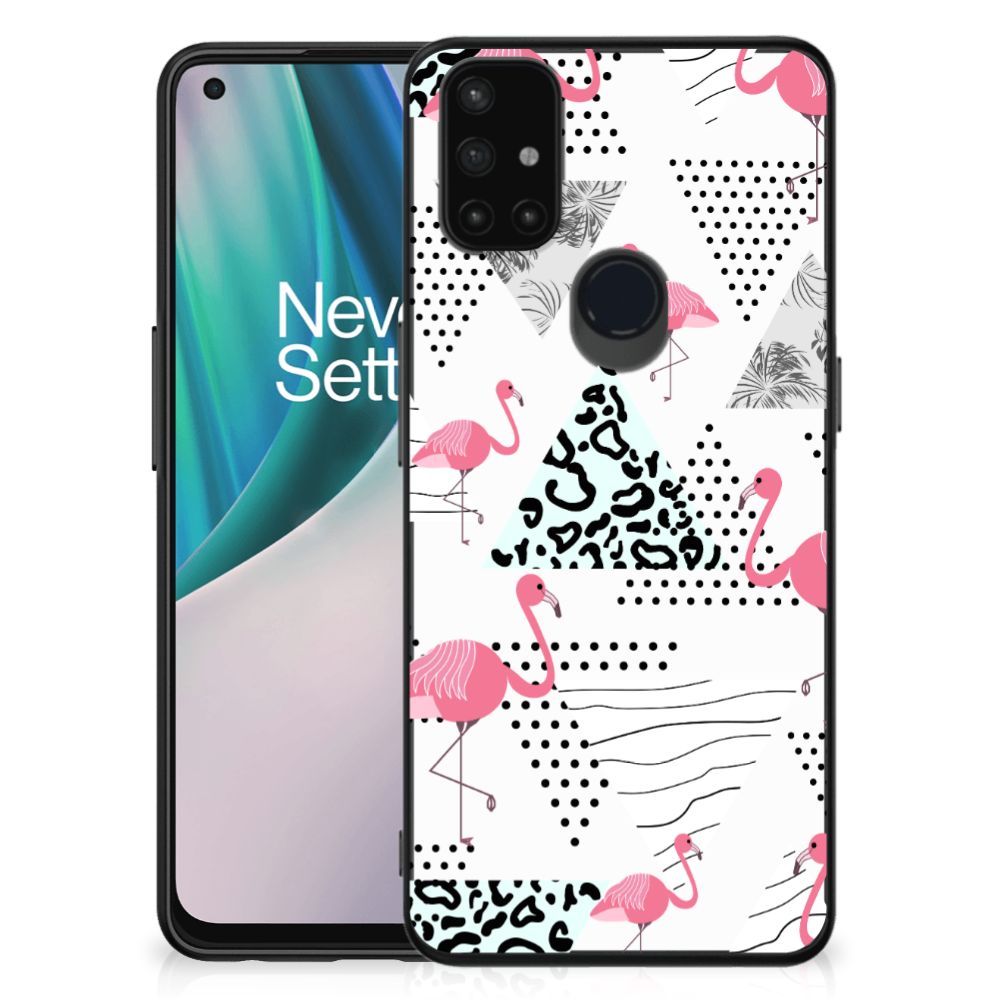 OnePlus Nord N10 5G Dierenprint Telefoonhoesje Flamingo Triangle