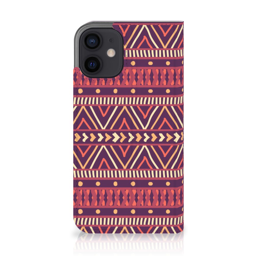 iPhone 12 Mini Hoesje met Magneet Aztec Paars - B2C Telecom