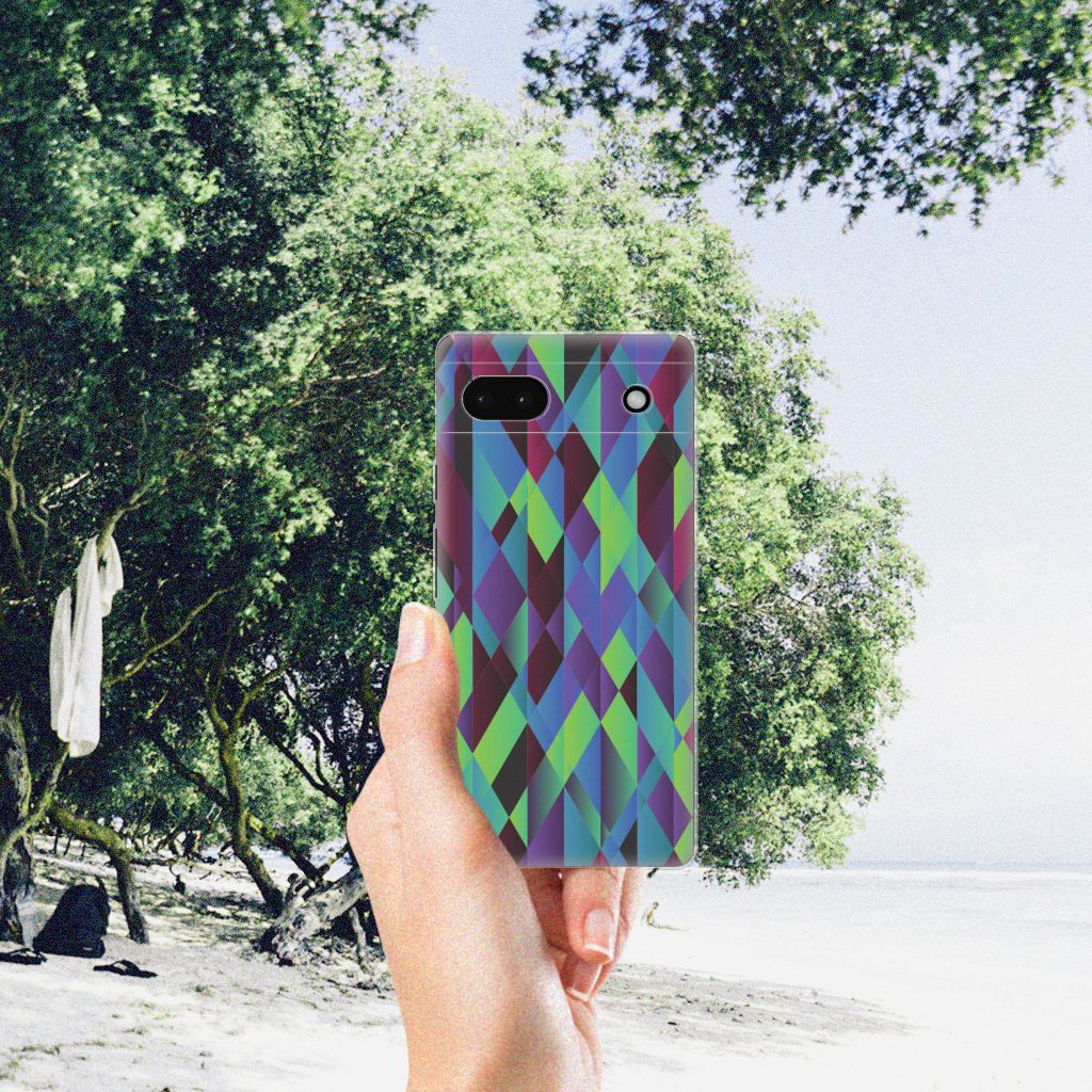 Google Pixel 6A TPU Hoesje Abstract Green Blue B2C Telecom