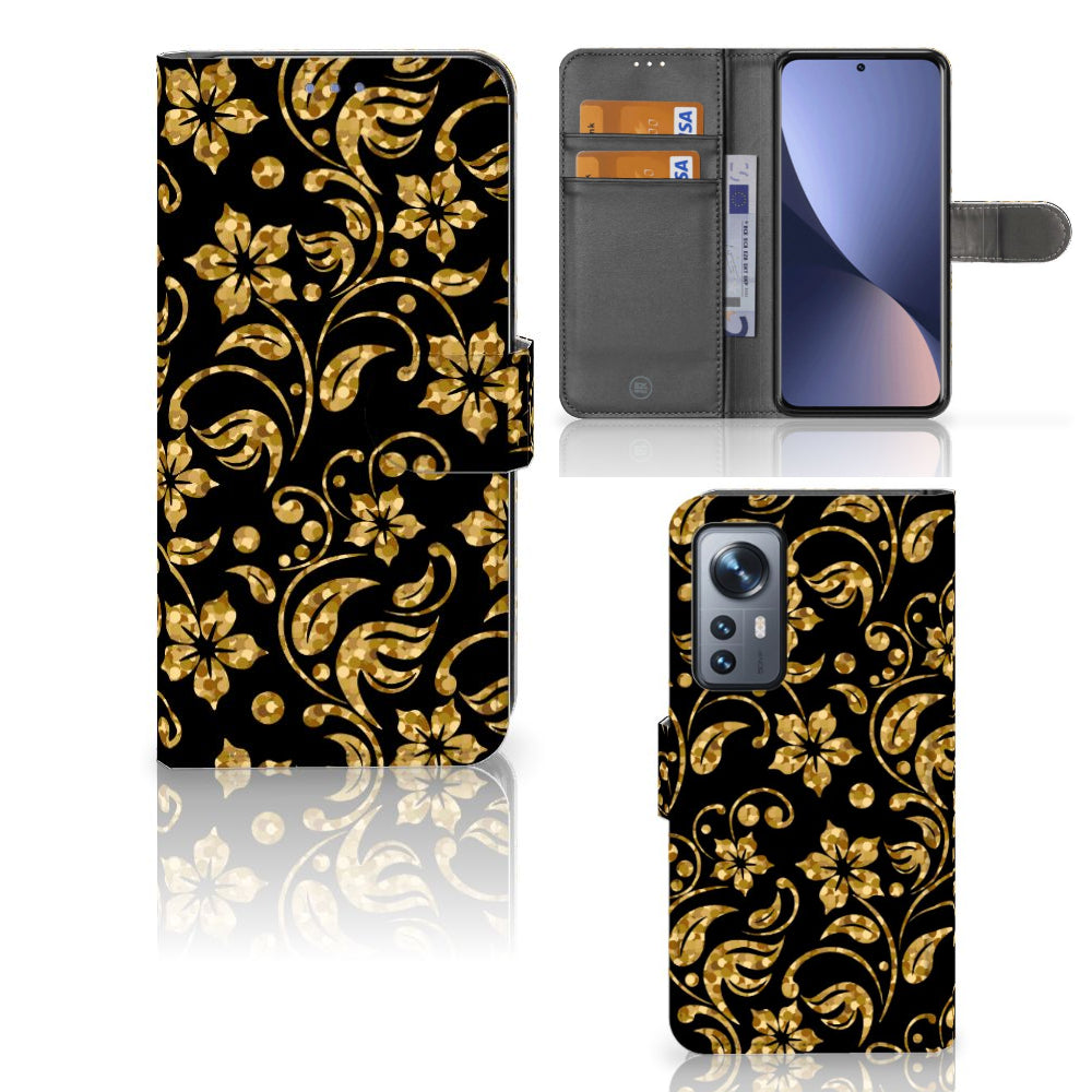 Xiaomi 12 | 12X Hoesje Gouden Bloemen