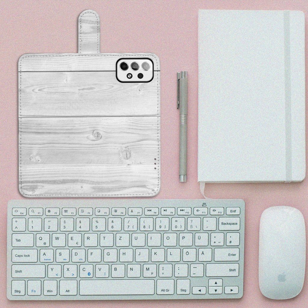Samsung Galaxy A73 5G Book Style Case White Wood