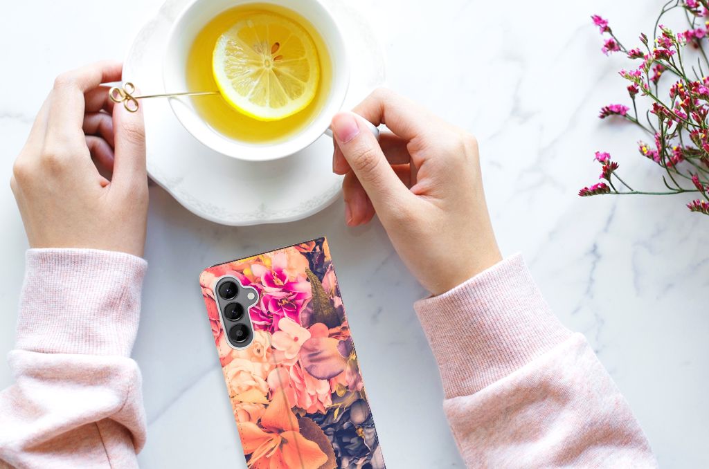 Samsung Galaxy A34 Smart Cover Bosje Bloemen - B2C Telecom