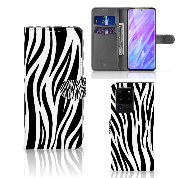 Samsung Galaxy S20 Ultra Telefoonhoesje met Pasjes Zebra