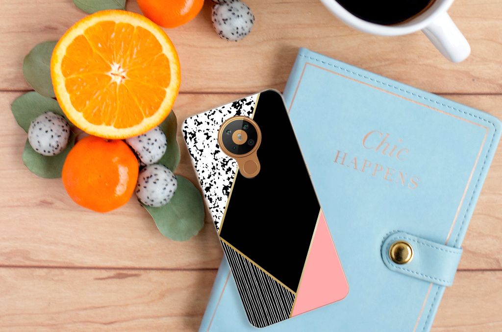 Nokia 5.3 TPU Hoesje Zwart Roze Vormen B2C Telecom