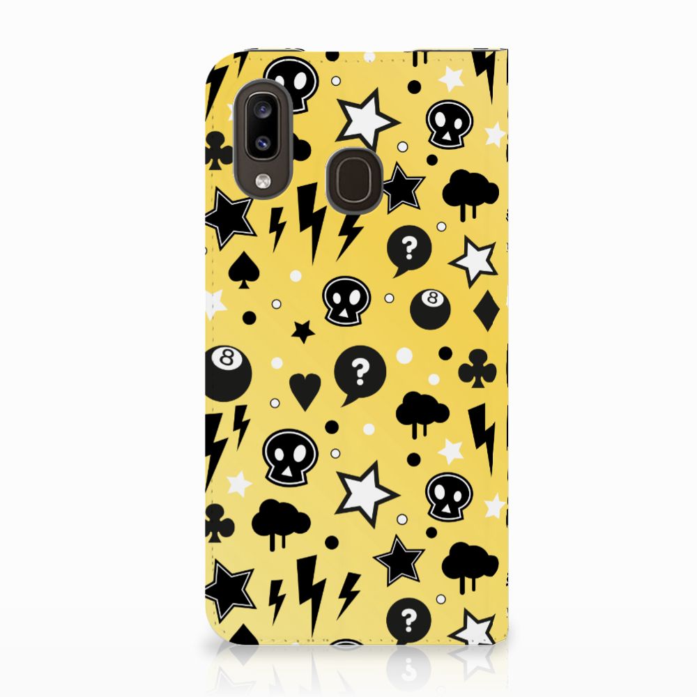 Mobiel BookCase Samsung Galaxy A30 Punk Geel