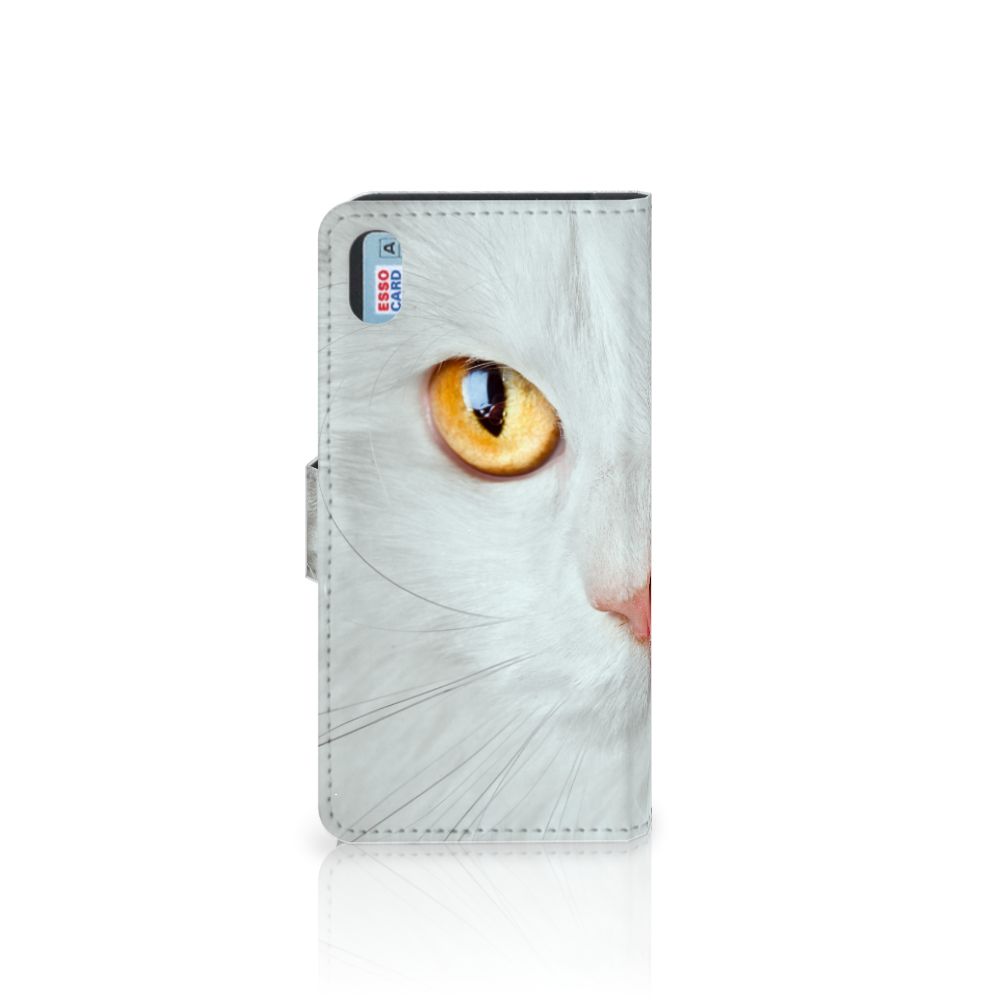 Xiaomi Redmi 7A Telefoonhoesje met Pasjes Witte Kat