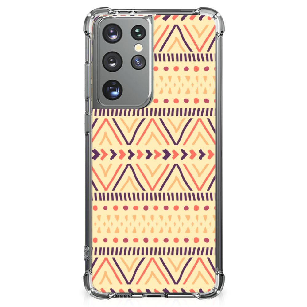 Samsung Galaxy S21 Ultra Doorzichtige Silicone Hoesje Aztec Yellow B2C Telecom