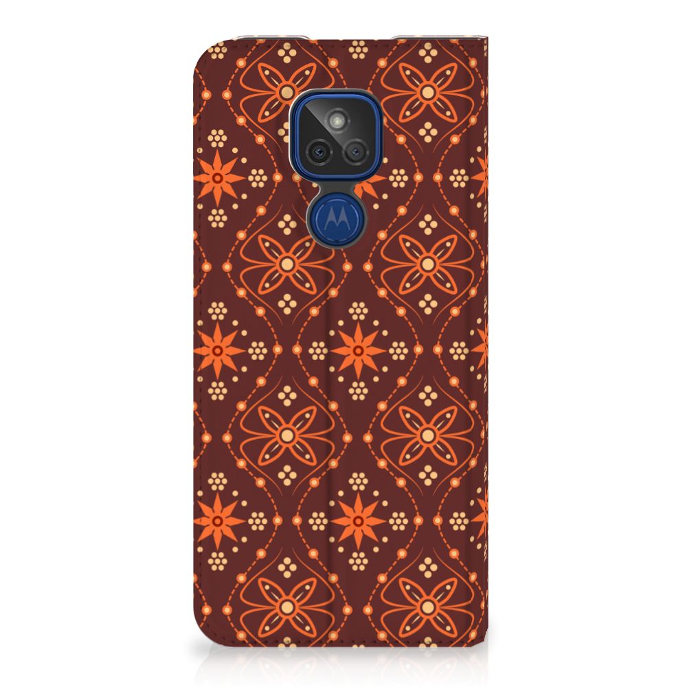 Motorola Moto G9 Play Hoesje met Magneet Batik Brown - B2C Telecom