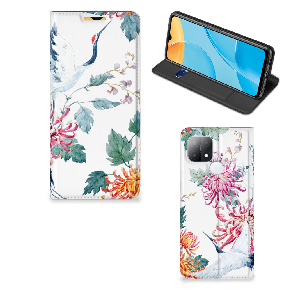 OPPO A15 Hoesje maken Bird Flowers - B2C Telecom