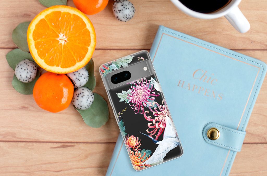 Google Pixel 7 TPU Hoesje Bird Flowers