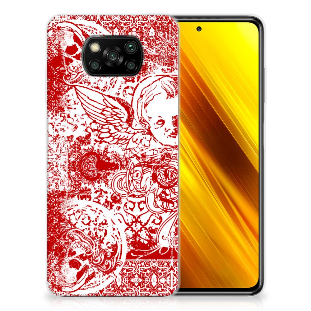 Silicone Back Case Xiaomi Poco X3 | Poco X3 Pro Angel Skull Rood