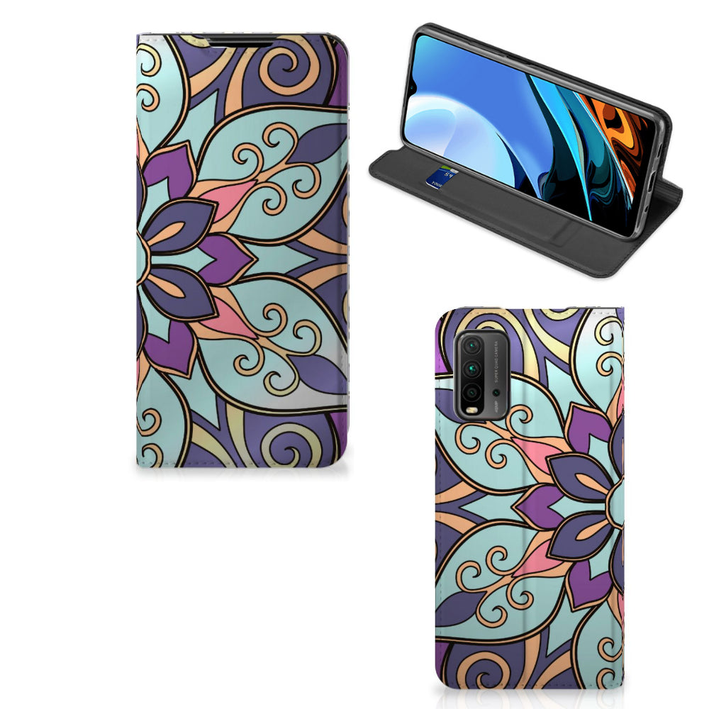 Xiaomi Poco M3 | Redmi 9T Smart Cover Purple Flower