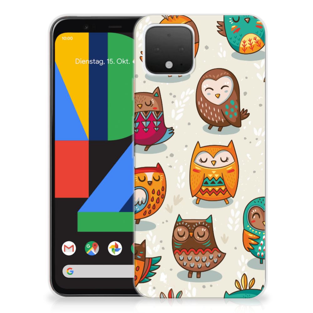 Google Pixel 4 TPU Hoesje Vrolijke Uilen