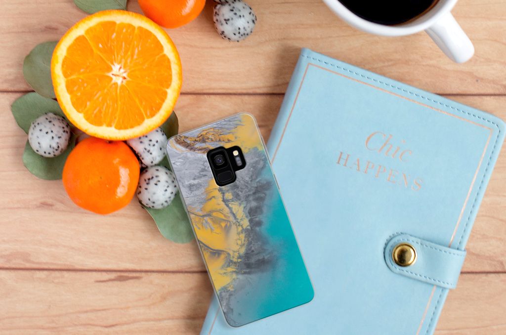 Samsung Galaxy S9 TPU Siliconen Hoesje Marble Blue Gold