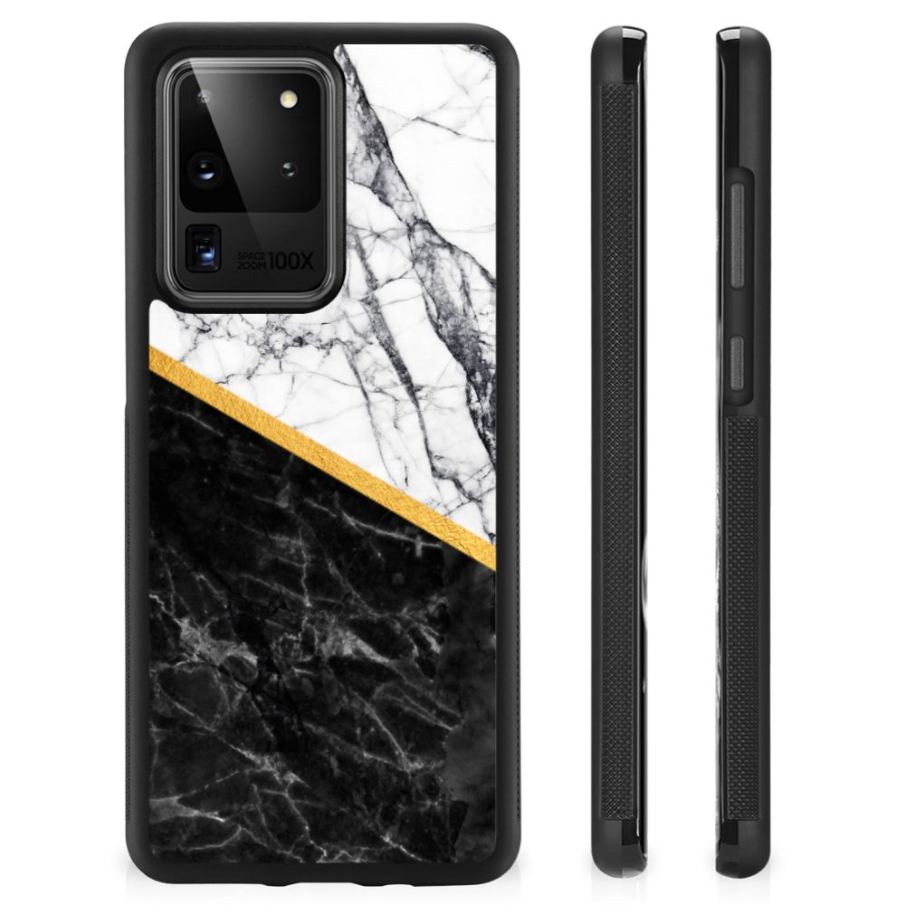 Samsung Galaxy S20 Ultra Gripcase Marmer Wit Zwart - Origineel Cadeau Man B2C Telecom