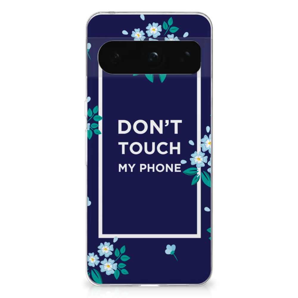 Google Pixel 8 Pro Silicone-hoesje Flowers Blue DTMP