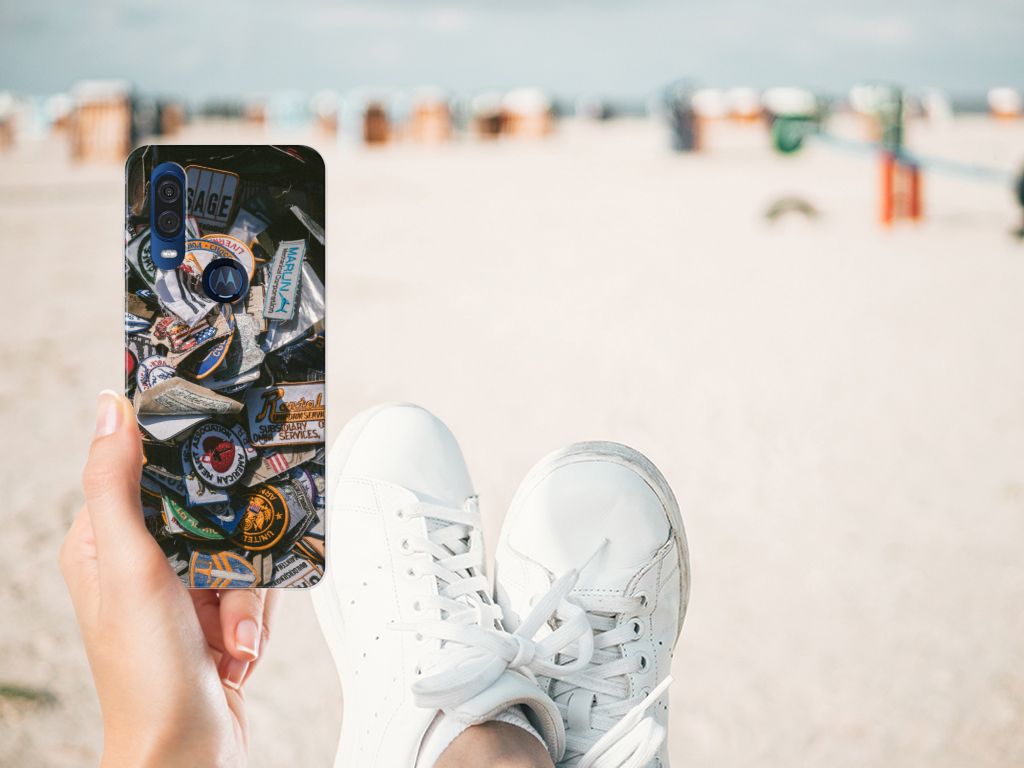 Motorola One Vision Siliconen Hoesje met foto Badges