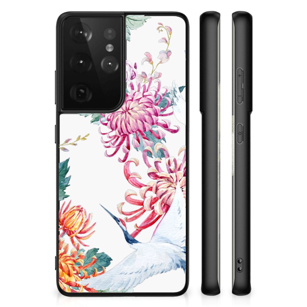 Samsung Galaxy S21 Ultra Dierenprint Telefoonhoesje Bird Flowers B2C Telecom
