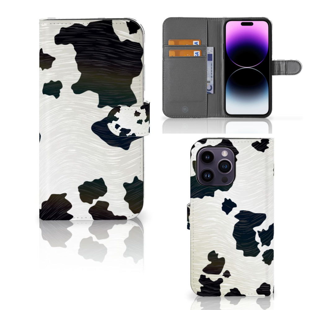 iPhone 15 Pro Max Telefoonhoesje met Pasjes Koeienvlekken