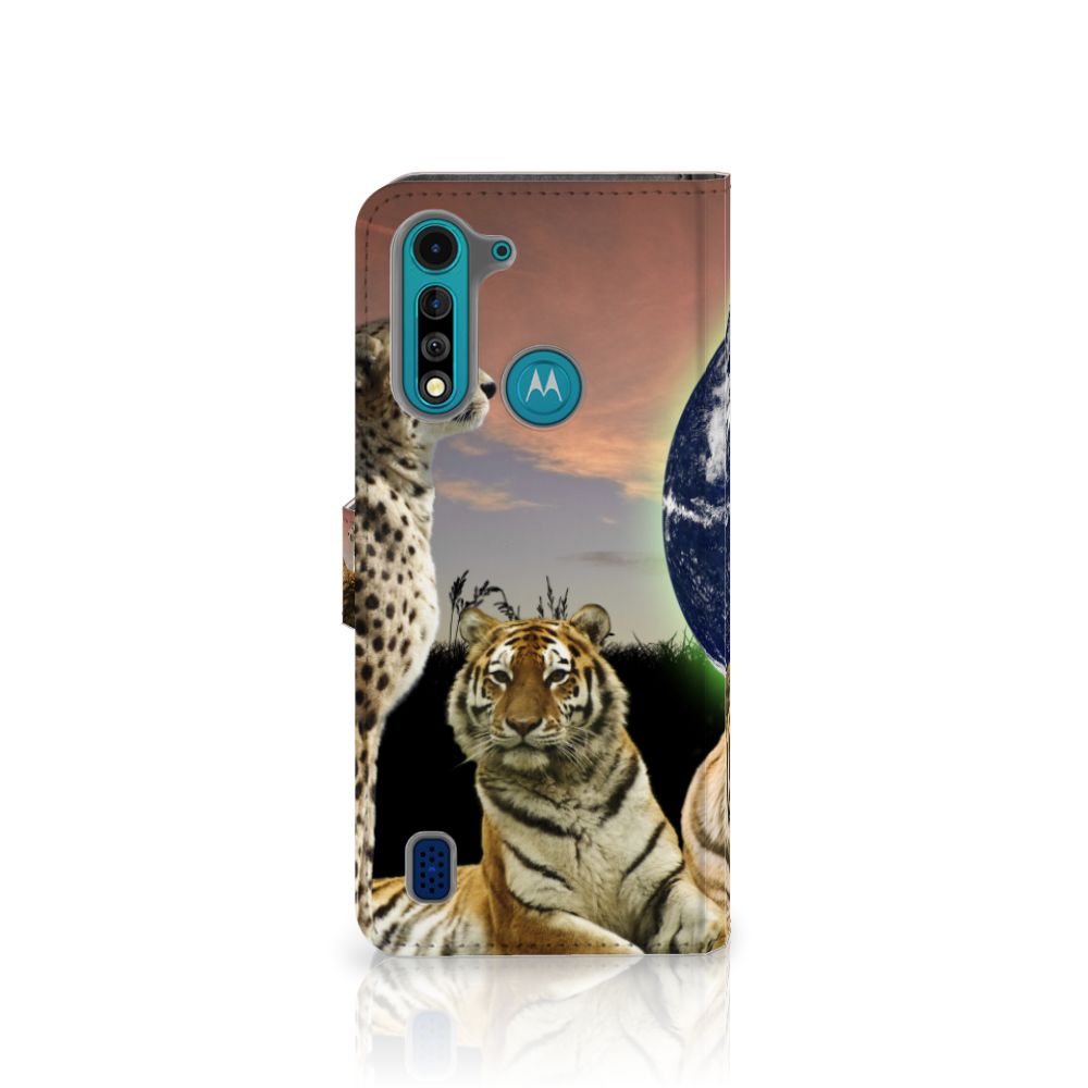 Motorola G8 Power Lite Telefoonhoesje met Pasjes Roofdieren