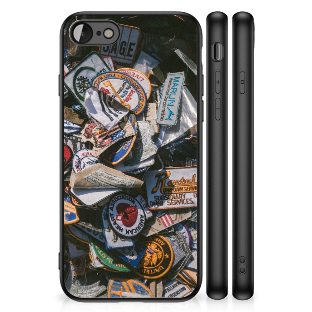 iPhone SE 2022 | SE 2020 | 7/8 Silicone Back Case Badges with vintage patches design.