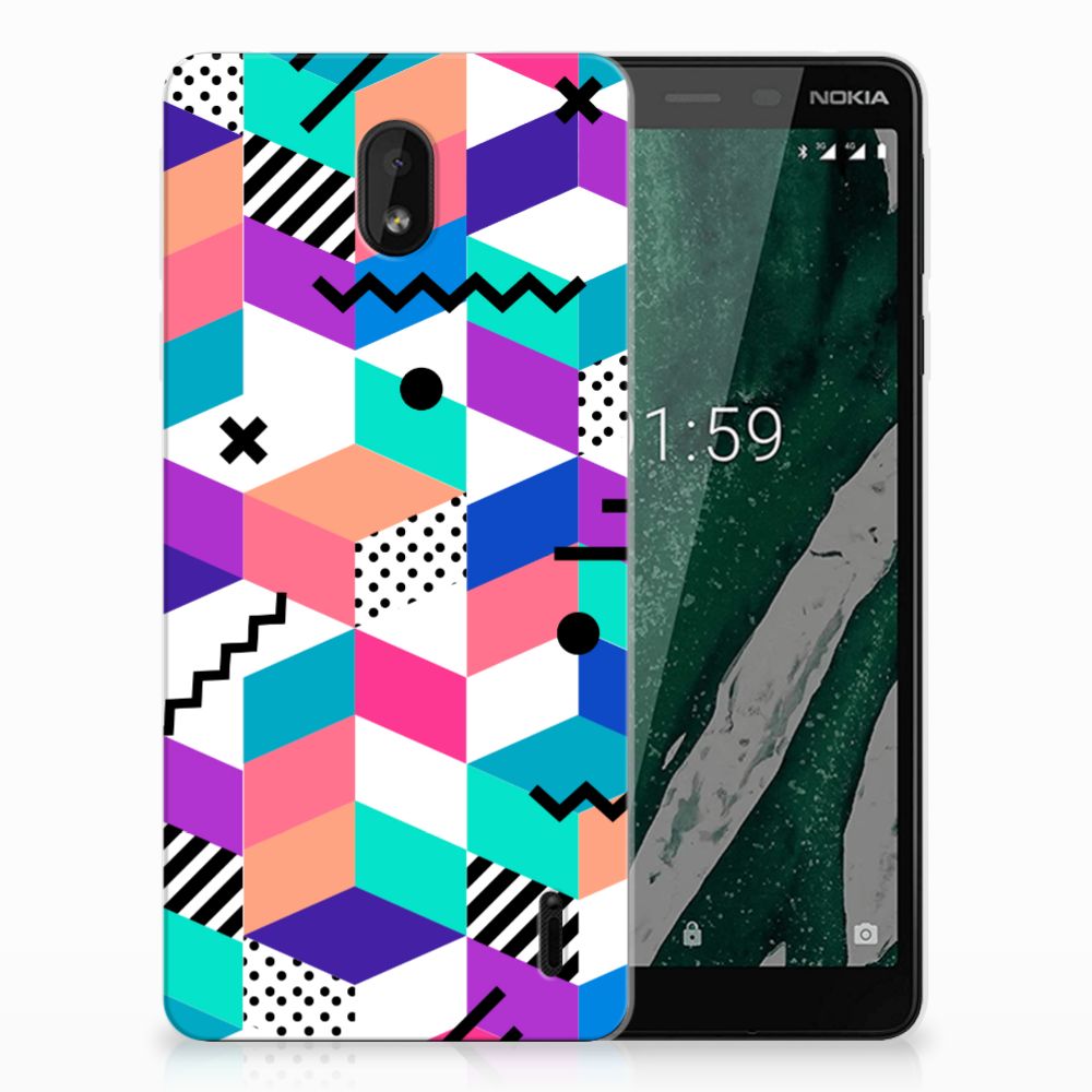 Nokia 1 Plus TPU Hoesje Blokken Kleurrijk