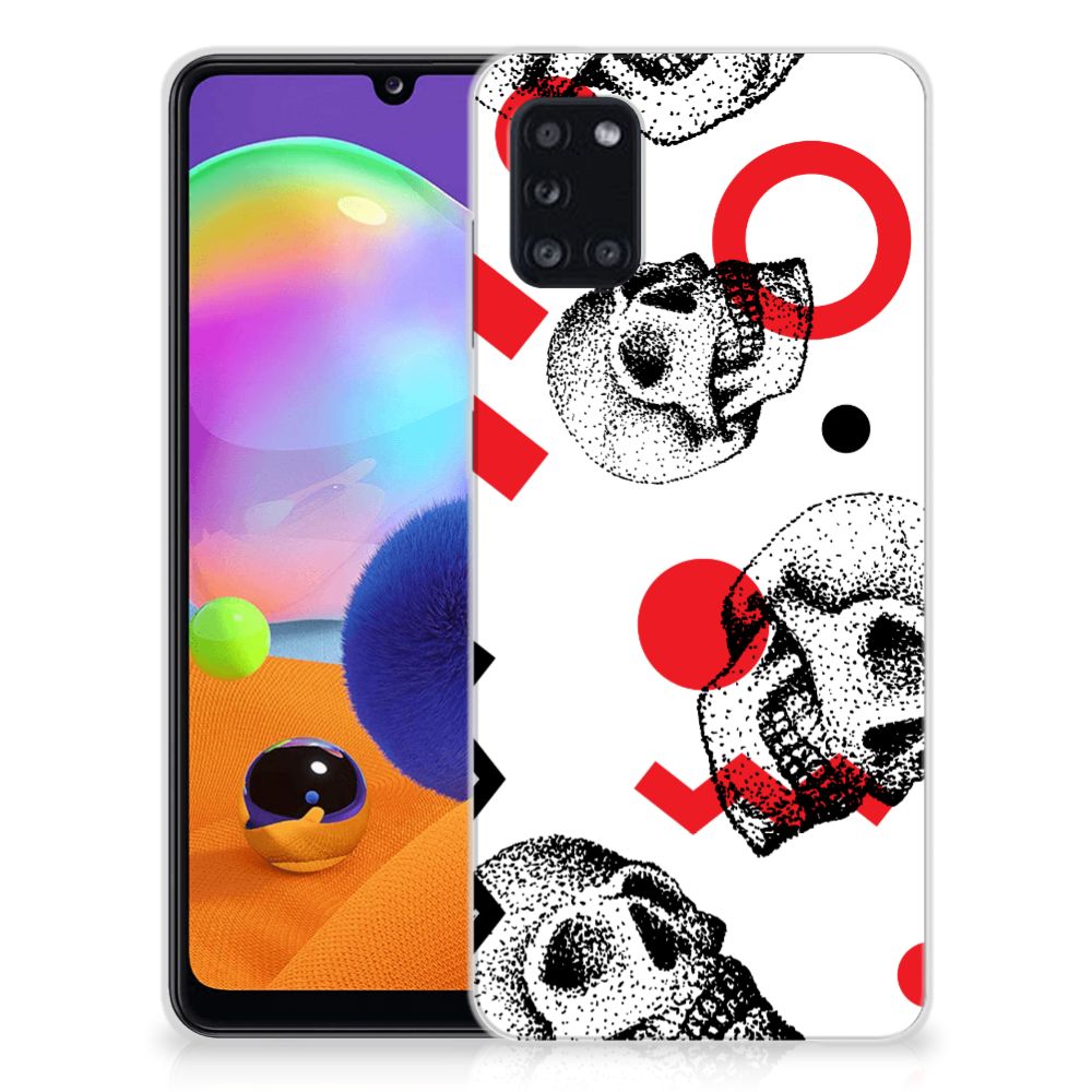 Silicone Back Case Samsung Galaxy A31 Skull Red